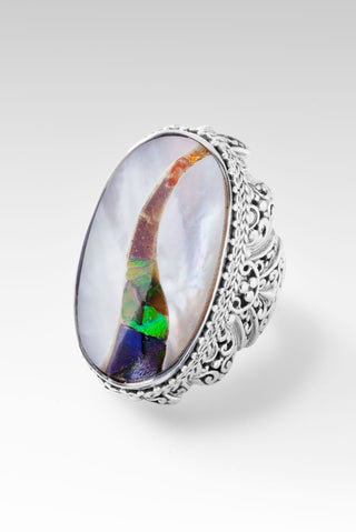 With a Purpose Ring™ in White Mother of Pearl with Ammolite Inlay