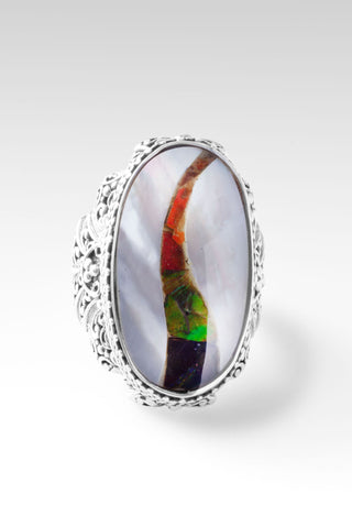 With a Purpose Ring™ in White Mother of Pearl with Ammolite Inlay