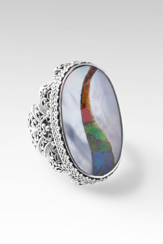 With a Purpose Ring™ in White Mother of Pearl with Ammolite Inlay