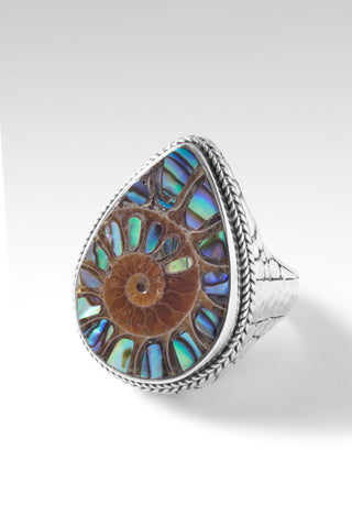 Patient in Trials Ring™ in Ammonite with Abalone Inlay