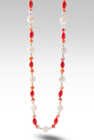 Beaded Dyed Red Coral Necklace™ in Chainlink - Beaded Necklace - only found at SARDA™