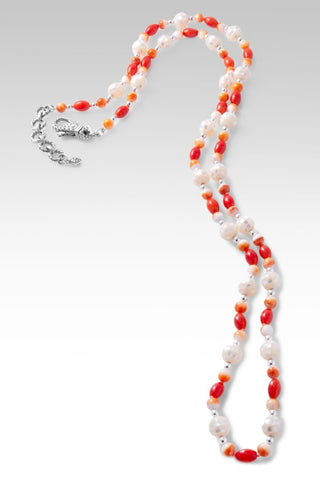 Beaded Dyed Red Coral Necklace™ in Chainlink - Beaded Necklace - only found at SARDA™