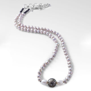 Beaded Platinum Freshwater Pearl Necklace™ in Janyl Adair - Beaded Necklace - only found at SARDA™