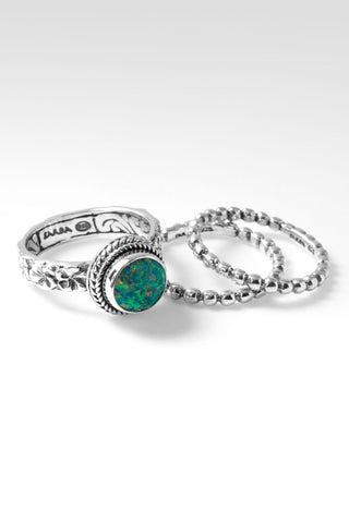 Bloom Bright Ring Set of 3™ in Sea Green Simulated Opal - Stackable - only found at SARDA™