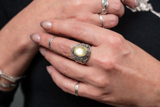 Ephemeral Ring™ in Buttercup Mother of Pearl Quartz Triplet - Statement - only found at SARDA™