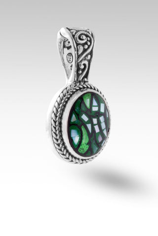 Everlasting Presence Pendant™ in Green Leaf Mother of Pearl Mosaic - Magnetic Enhancer Bail - only found at SARDA™