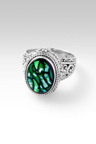 Everlasting Presence Ring™ in Green Leaf Mother of Pearl Mosaic - Dinner - only found at SARDA™