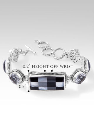 Hopeful Horizon Bracelet™ in Onyx Hematine White Mother of Pearl Mosaic - Single Stone - only found at SARDA™