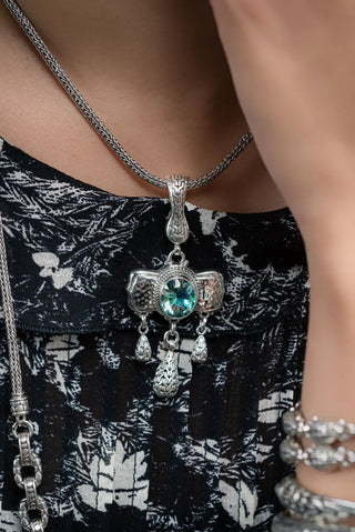 Let Us Sing a New Song Pendant II™ in Green Reflections™ Mystic Quartz - Magnetic Enhancer Bail - only found at SARDA™