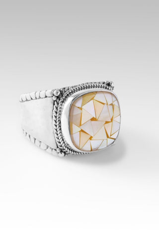 Peaceful Heart Ring™ in Golden Mother of Pearl Mosaic - Statement - only found at SARDA™