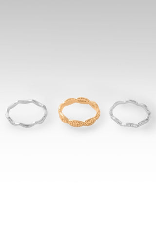 Sow Gentleness Ring Set of 3™ in 18K Gold & Rhodium Over Sterling Silver - Stackable - only found at SARDA™