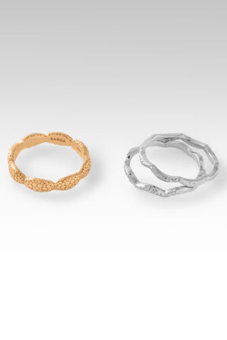 Sow Gentleness Ring Set of 3™ in 18K Gold & Rhodium Over Sterling Silver - Stackable - only found at SARDA™