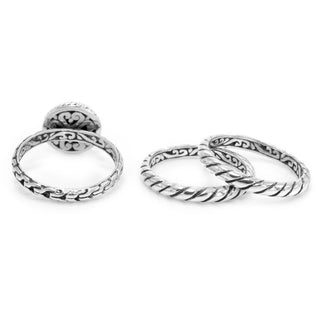 Sterling Silver Chainlink Black Spinel Stack Ring Set Of 3 - Last Chance - only found at SARDA™