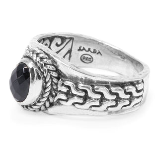 STERLING SILVER CHAINLINK & HAMMERED BLACK SPINEL RING - Last Chance - only found at SARDA™