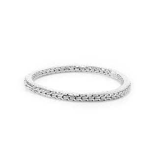 STERLING SILVER CHAINLINK & HAMMERED ROUND BANGLE BRACELET™ - Last Chance - only found at SARDA™