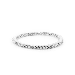 STERLING SILVER CHAINLINK & HAMMERED ROUND BANGLE BRACELET™ - Last Chance - only found at SARDA™