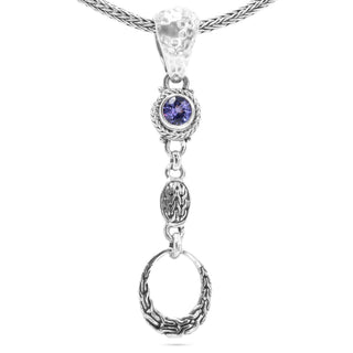 Sterling Silver Chainlink & Hammered Tanzanite Pendant Medium With Magnetic Enhancer Bail - Last Chance - only found at SARDA™