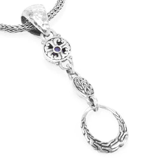 Sterling Silver Chainlink & Hammered Tanzanite Pendant Medium With Magnetic Enhancer Bail - Last Chance - only found at SARDA™