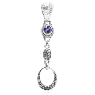 Sterling Silver Chainlink & Hammered Tanzanite Pendant Medium With Magnetic Enhancer Bail - Last Chance - only found at SARDA™