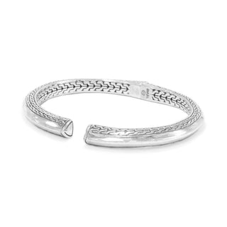 STERLING SILVER CHAINLINK & HIGH POLISH TIP-TO-TIP OVAL BANGLE BRACELET WITH RETENTION HINGE™ - Last Chance - only found at SARDA™