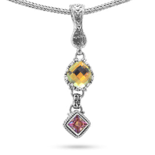 Sterling Silver Chainlink Zero Mercury™ Mystic Quartz & Bali Sunrise™ Mystic Topaz Pendant With Magnetic Enhancer Bail™ - Last Chance - only found at SARDA™