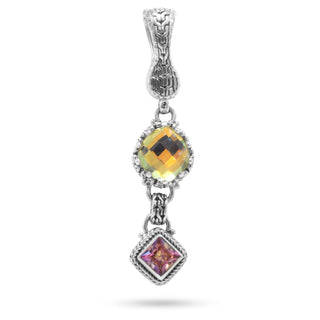 Sterling Silver Chainlink Zero Mercury™ Mystic Quartz & Bali Sunrise™ Mystic Topaz Pendant With Magnetic Enhancer Bail™ - Last Chance - only found at SARDA™