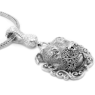 Sterling Silver Filigree Bull Dog Pendant With Magnetic Enhnacer Bail™ - Last Chance - only found at SARDA™