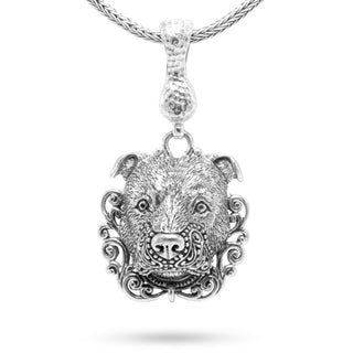 Sterling Silver Filigree Bull Dog Pendant With Magnetic Enhnacer Bail™ - Last Chance - only found at SARDA™