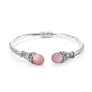 Sterling Silver Filigree Pink Moonstone Drop Oval Cuff Bracelet - Last Chance - only found at SARDA™
