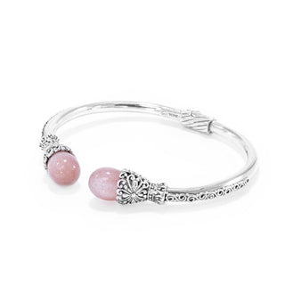 Sterling Silver Filigree Pink Moonstone Drop Oval Cuff Bracelet - Last Chance - only found at SARDA™