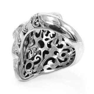 STERLING SILVER FILIGREE WHITE MOONSTONE & BLACK SPINEL & HEMATINE RING - Last Chance - only found at SARDA™