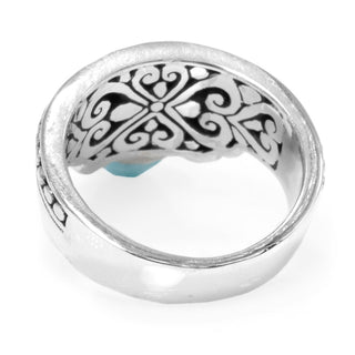 Sterling Silver Frangipani & Hammered Larimar Ring Medium - Last Chance - only found at SARDA™