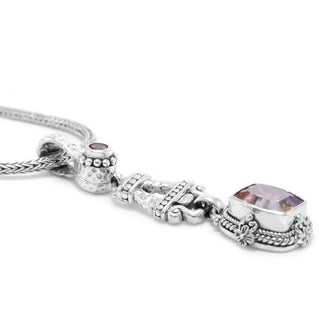 Sterling Silver Frangipani Lucky Stone CZ & Pale Plum™ Mystic Topaz Pendant With Accent Magnetic Enhancer Bail™ - Last Chance - only found at SARDA™