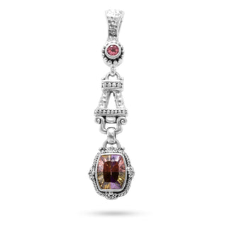 Sterling Silver Frangipani Lucky Stone CZ & Pale Plum™ Mystic Topaz Pendant With Accent Magnetic Enhancer Bail™ - Last Chance - only found at SARDA™