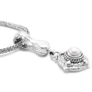 Sterling Silver Hammered Freshwater Pearl Pendant With Magnetic Enhancer Bail™ - Last Chance - only found at SARDA™