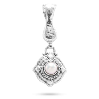 Sterling Silver Hammered Freshwater Pearl Pendant With Magnetic Enhancer Bail™ - Last Chance - only found at SARDA™