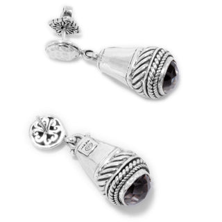 Sterling Silver Hammered & High Polish White Quartz Earrings - Last Chance - only found at SARDA™