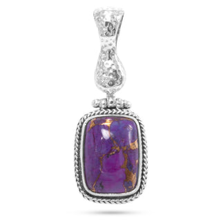 STERLING SILVER HAMMERED PURPLE MOHAVE TURQUOISE PENDANT WITH MAGNETIC ENHANCER BAIL - Last Chance - only found at SARDA™