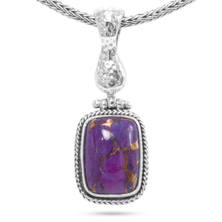 STERLING SILVER HAMMERED PURPLE MOHAVE TURQUOISE PENDANT WITH MAGNETIC ENHANCER BAIL - Last Chance - only found at SARDA™