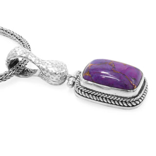 STERLING SILVER HAMMERED PURPLE MOHAVE TURQUOISE PENDANT WITH MAGNETIC ENHANCER BAIL - Last Chance - only found at SARDA™