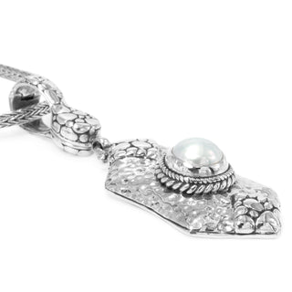 Sterling Silver Hammered & Watermark White Freshwater Pearl Pendant Enhancer - Last Chance - only found at SARDA™