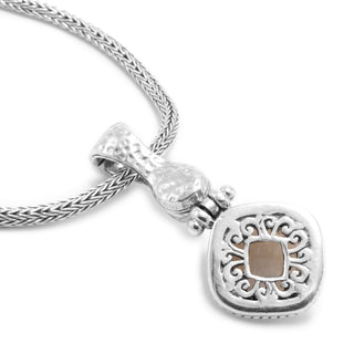 STERLING SILVER HAMMERED WHITE MOONSTONE PENDANT WITH MAGNETIC ENHANCER BAIL™ - Last Chance - only found at SARDA™