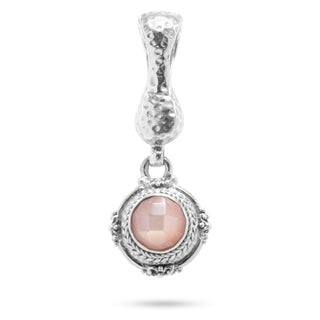 Sterling Silver Janyl Adair & Hammered Celestial Pink Moonstone Pendant With Magnetic Enhancer Bail™ - Last Chance - only found at SARDA™