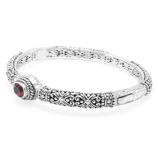 Sterling Silver Janyl Adair Red Madeira Citrine Bracelet Bangle Oval With Push Button Insertion & Retention Hinge - Last Chance - only found at SARDA™