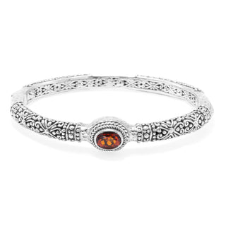 Sterling Silver Janyl Adair Red Madeira Citrine Bracelet Bangle Oval With Push Button Insertion & Retention Hinge - Last Chance - only found at SARDA™