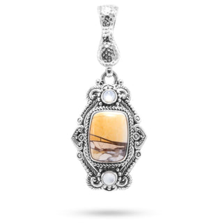 Sterling Silver Tree Of Life Brecciated Mookaite and White Mother Of Pearl Pendant With Magnetic Enhancer Bail™ - Last Chance - only found at SARDA™