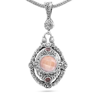 Sterling Silver Tree Of Life Coated Peach Moonstone & J P Topaz™ Mystic Pendant With Magnetic Enhancer Bail™ - Last Chance - only found at SARDA™