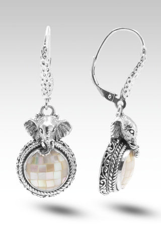 STERLING SILVER TREE OF LIFE & ELEPHANT WHITE Mother Of Pearl MOSAIC DANGLE EARRINGS WITH FRENCH WIRE™ - Last Chance - only found at SARDA™