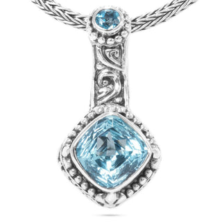 Sterling Silver Tree Of Life Top Sky Blue Topaz & Swiss Blue Topaz Pendant With Accent Stone Enhancer Bail - Last Chance - only found at SARDA™