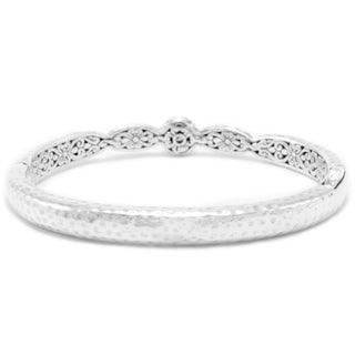 STERLING SILVER WATERMARK PERFECT PINK MOISSANITE OVAL BANGLE BRACELET WITH PUSH BUTTON INSERTION & RETENTION HINGE™ - Last Chance - only found at SARDA™